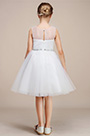 Weiss Tulle Hochzeit Blumenkinder Party Kleid