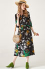 Chic Silk V Col Printed Dress Summer Dress