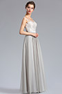 Elegant A Line Sleeveless Grey Chiffon Evening Dress