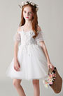Princess White Children Wedding Flower Girl Dress