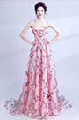 Floral Korsett lange Brautjungfer Party Ballkleid