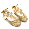 Girl's Round Toe Sequins Flat Flower Dance Shoes