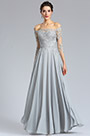 Long Sleeves Grey lace Formal Evening Dress