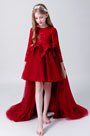 Burgundy 3/4 Sleeves Flower Girl Dress