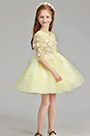 Handmande Yellow Children Wedding Flower Girl Dress