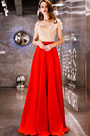 Rot Schulterfreies langes Party Ballkleid