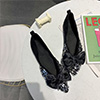 Women Bow-knot Squins Toe Closed Pointed Flat Shoe