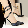 Women's Elegant Sequins Buckle High Heel Sandals Shoes