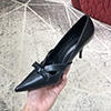 Women's Leather High Heel Closed Toe Pumps Shoes