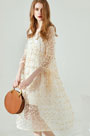 Embroidery 3/4 Sleeves Day Dress Summer Dress