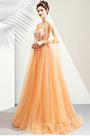 Orange Elegant Long Tulle Bride Wedding Dress