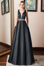 Sleeveless Beading Waistband Evening Dress Prom Gown