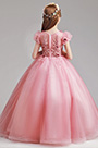 Long Lovely Pink Flower Girl Dress