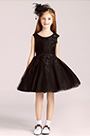 Short Black Princess Party Stage Flowergirl Dress