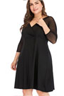 Sexy Plus Size V-cut Sheer Top Cocktail Dress Party Dress