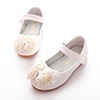 Girl's Round Closed Toe Leather Flat Flower Shoes