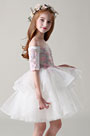 Schulterfrei Tüll Blumenmädchen Kleid Kleines Kleid