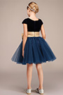 Robe de Filles Courte En Velours Bleu