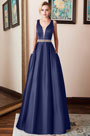 Sleeveless Beading Waistband Evening Dress Prom Gown