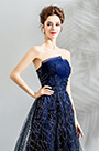 Robe de Bal de Soirée Bustier Bleu Brillant