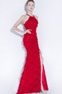 Sexy Halter Red High Slit Evening Party Dress