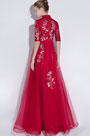 High Neck Red Lace Evening Dress Formal Wear