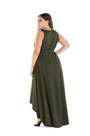 Plus Size High Low V Neck Sleeveless Ball Gown
