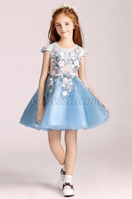 Милое свадебное платье для девочек с короткими рукавами