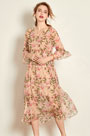 Round Neck Silk Chiffon Printed Dress Summer Dress