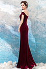 Robe de Soirée Bordeaux à Épaules dénudées V Col