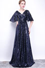 V-Schnitt Pailletten Elegantes Party Abendkleid