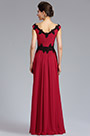 Robe de Soirée Longues Rouge avec Dentelles Noires