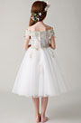 Off Shoulder Lace Wedding Flower Girl Dress