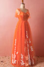 Orange kurzen Ärmeln Tüll Abendkleid Abendkleid