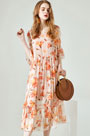 Silk 1/2 Sleeves Printed Dress Holiday Dress