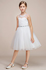 Weiss Tulle Hochzeit Blumenkinder Party Kleid