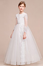 Romantic Long Sleeves  Wedding Flower Girl Party Dress