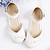 Girl's Round Toe Leather Flat Flower Dance Shoes