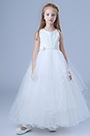 White Princess Lace Wedding Flower Girl Dress