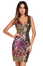 V-Ausschnitt Pailletten Cocktailkleid Partykleid