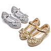 Girl's Sequin Round Toe Leather Flat Heel Flower Girl Shoes