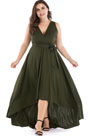 Plus Size High Low V Neck Sleeveless Ball Gown
