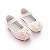 Girl's Round Closed Toe Leather Flat Flower Shoes