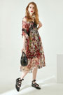 Silk Short Sleeves Printed Dress Summer Dress