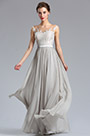 Elegant A Line Sleeveless Grey Chiffon Evening Dress