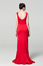 Red Elegant Deep V-Cut Ruffle Party Dress