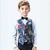 Boys Print One Button Closure Suits Show Tuxedo