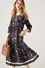 Round Neck Silk Summer Dress Printed Dress