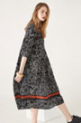 Silk Round Neck Printed Dress Day Dress