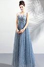 Новое серо-голубое элегантное вечернее платье Emboridery